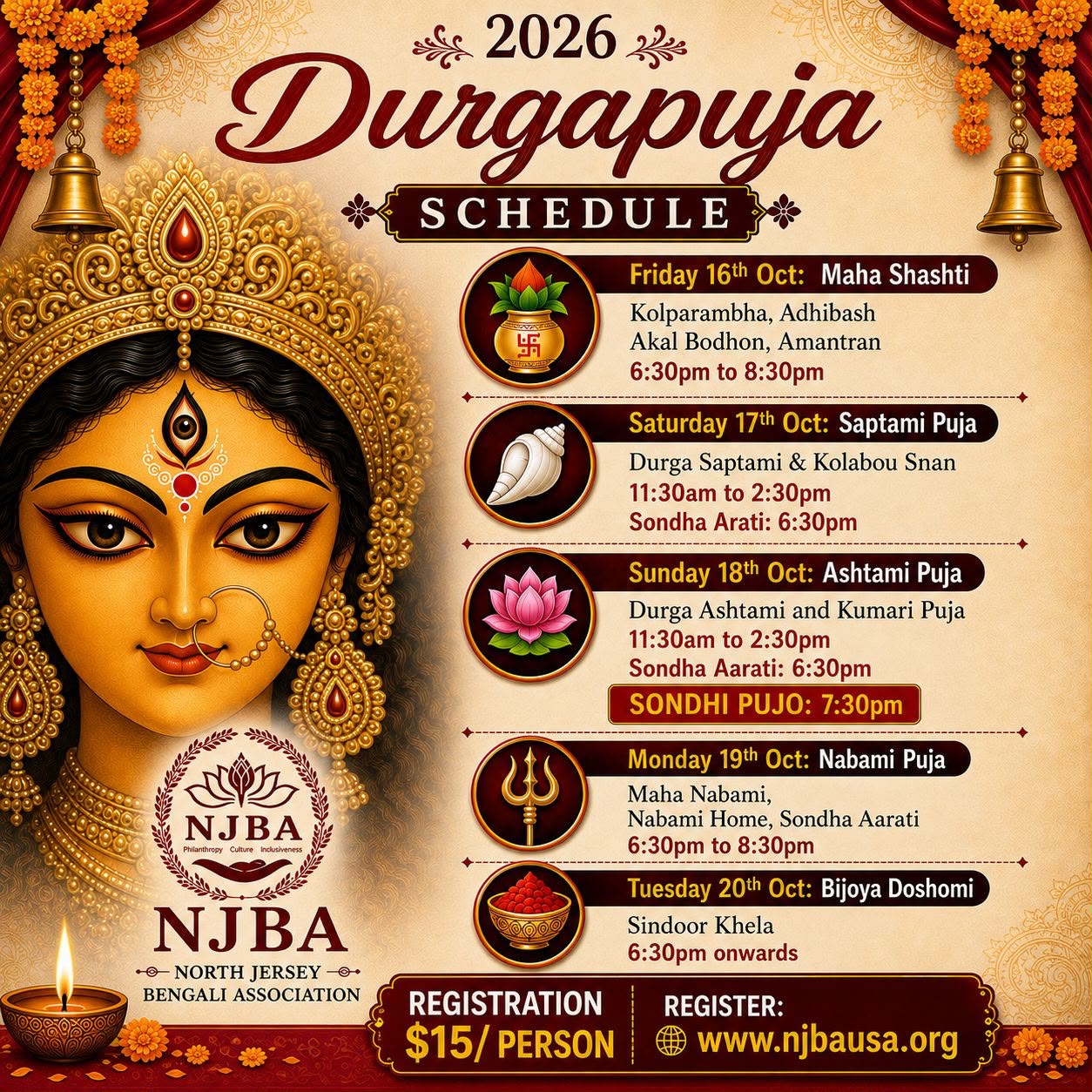 Durga Puja 2026 flyer