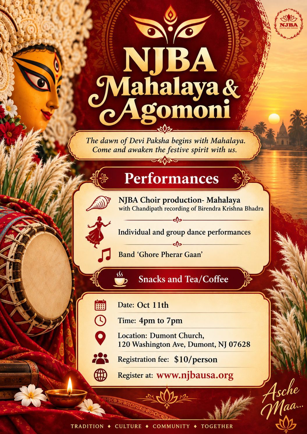 NJBA Mahalaya & Agomoni flyer